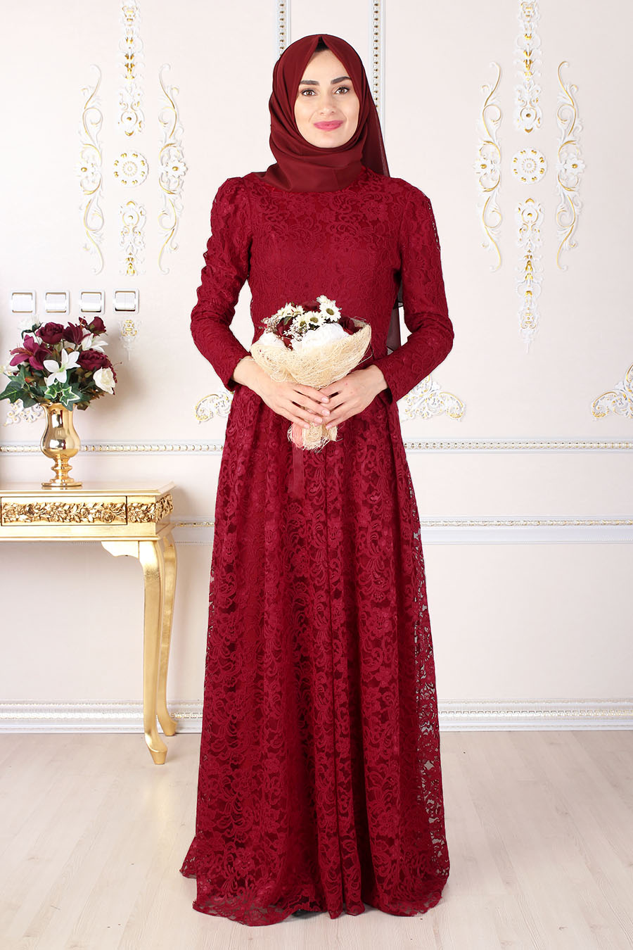 CLARET RED EVENING DRESS