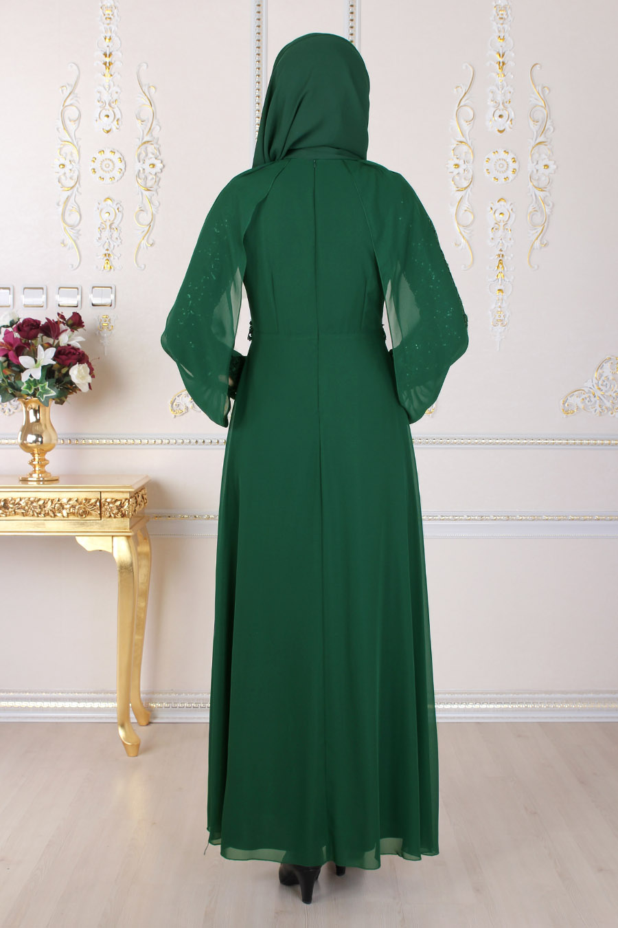 GREEN EVENING DRESS