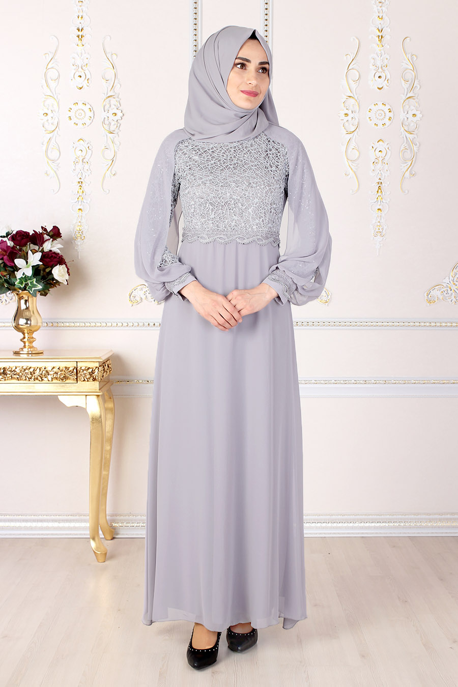 GREY EVENING DRESS