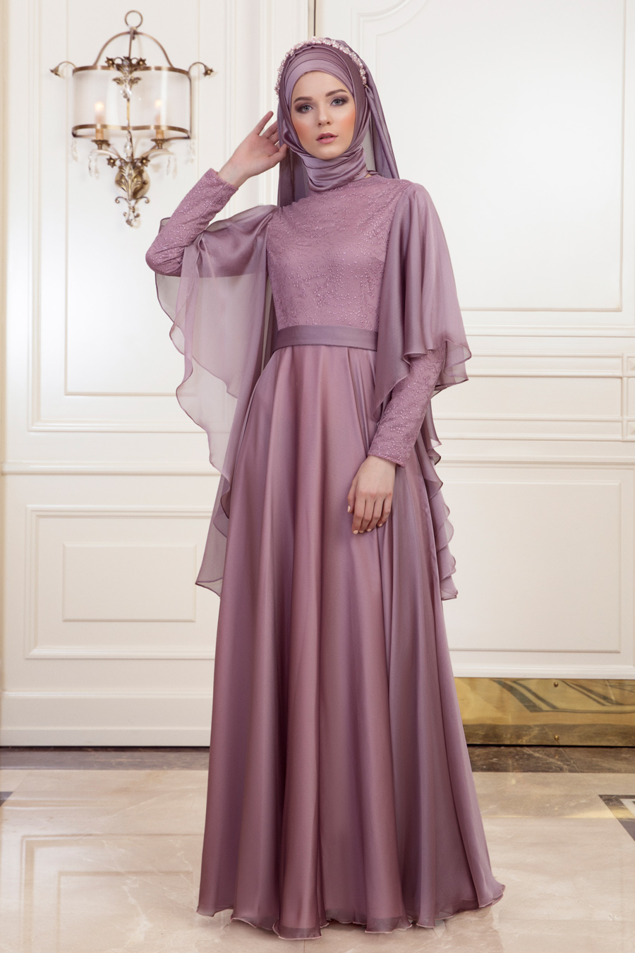 DILA POWDER PINK EVENING DRESS