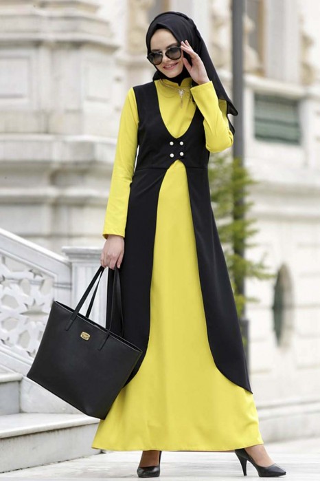 Black/light Green Dress