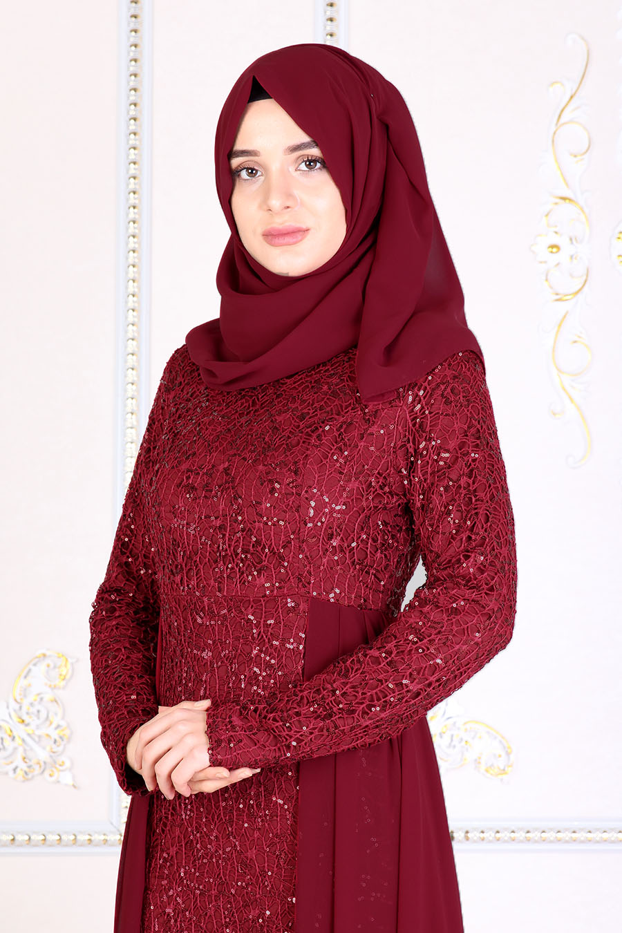 CLARET RED EVENING DRESS