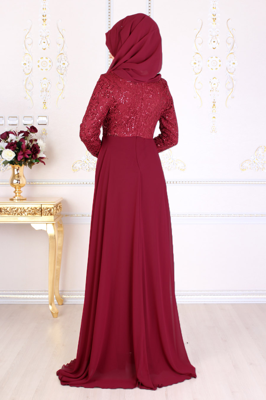 CLARET RED EVENING DRESS