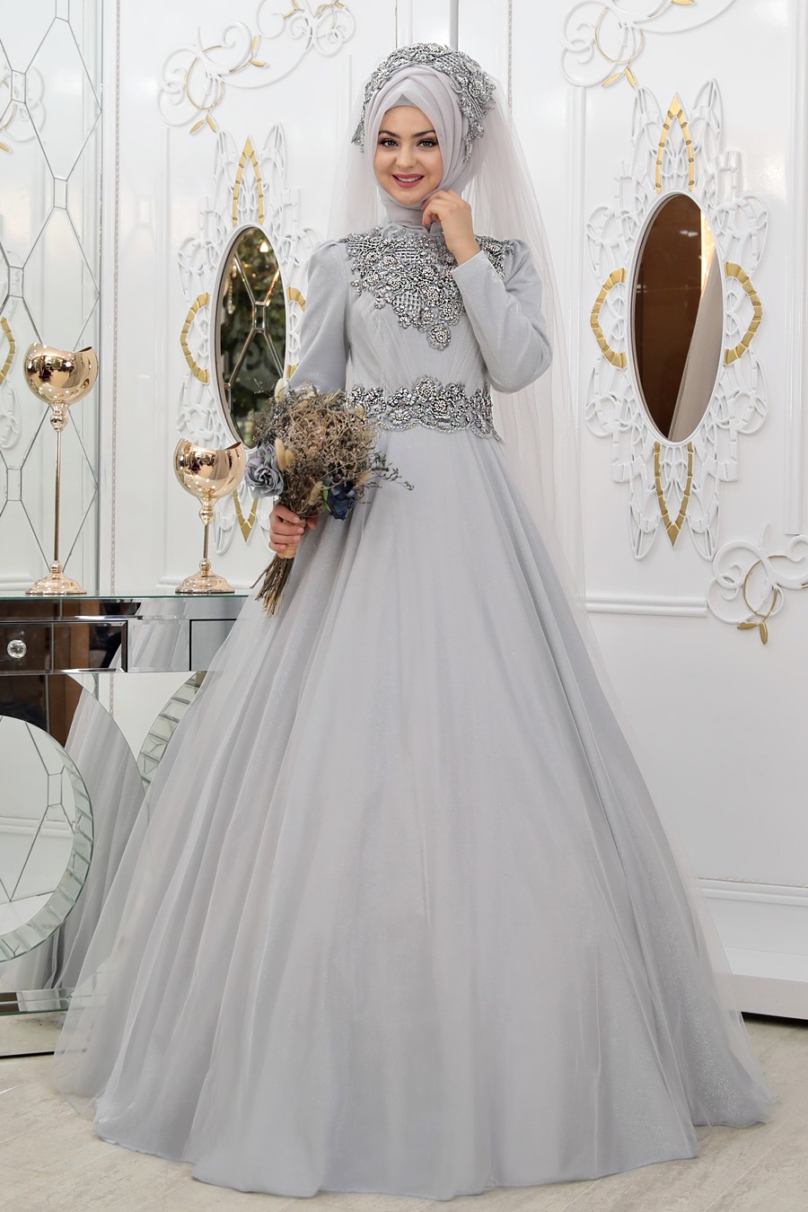 GREY EVENING DRESS