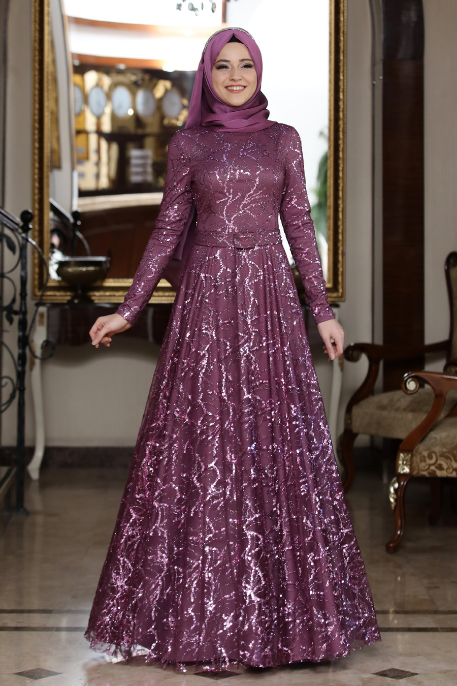 ROSE COLOR EVENING DRESS