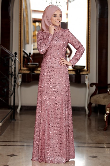 ROSE COLOR EVENING DRESS