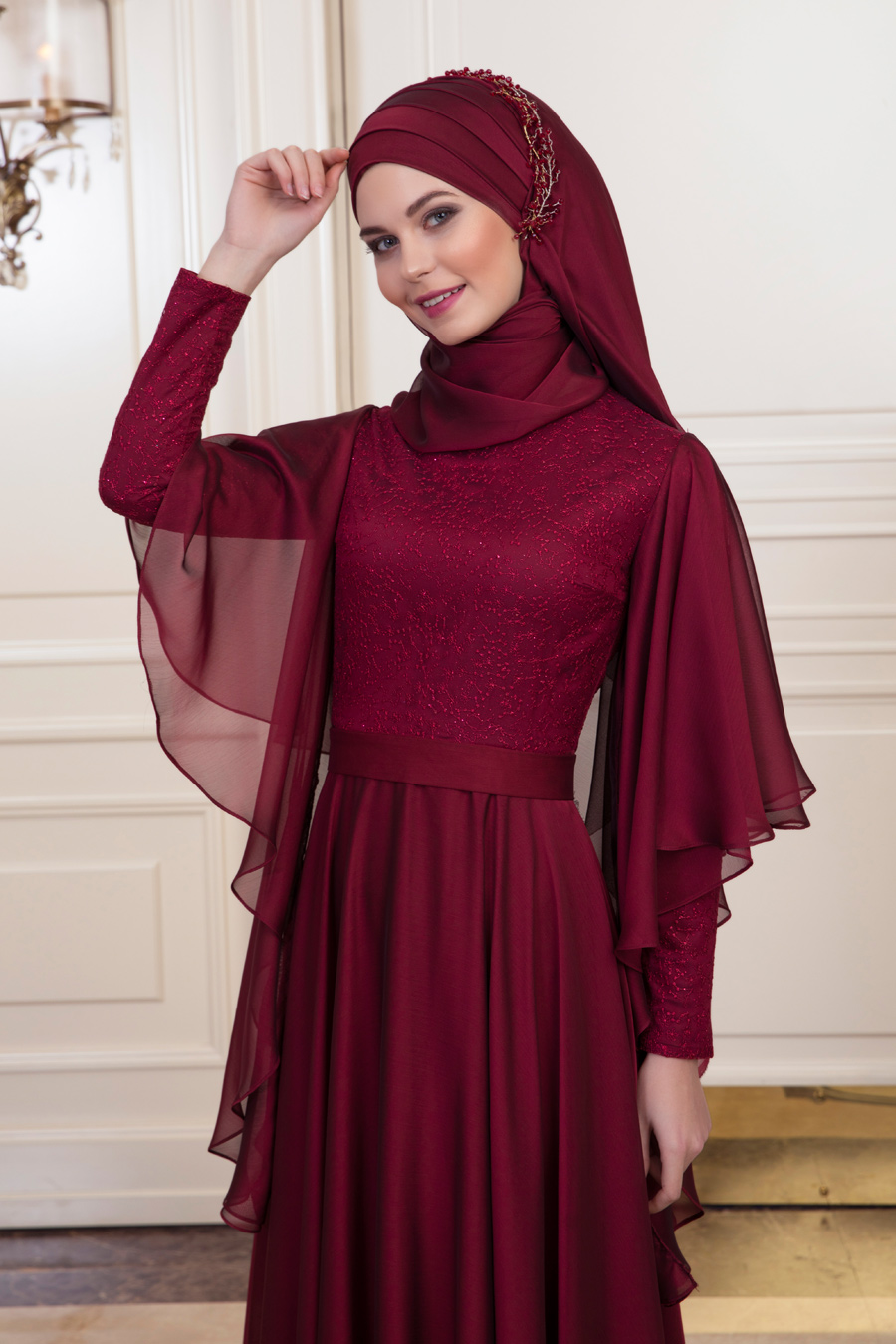 DILA CLARET RED EVENING DRESS