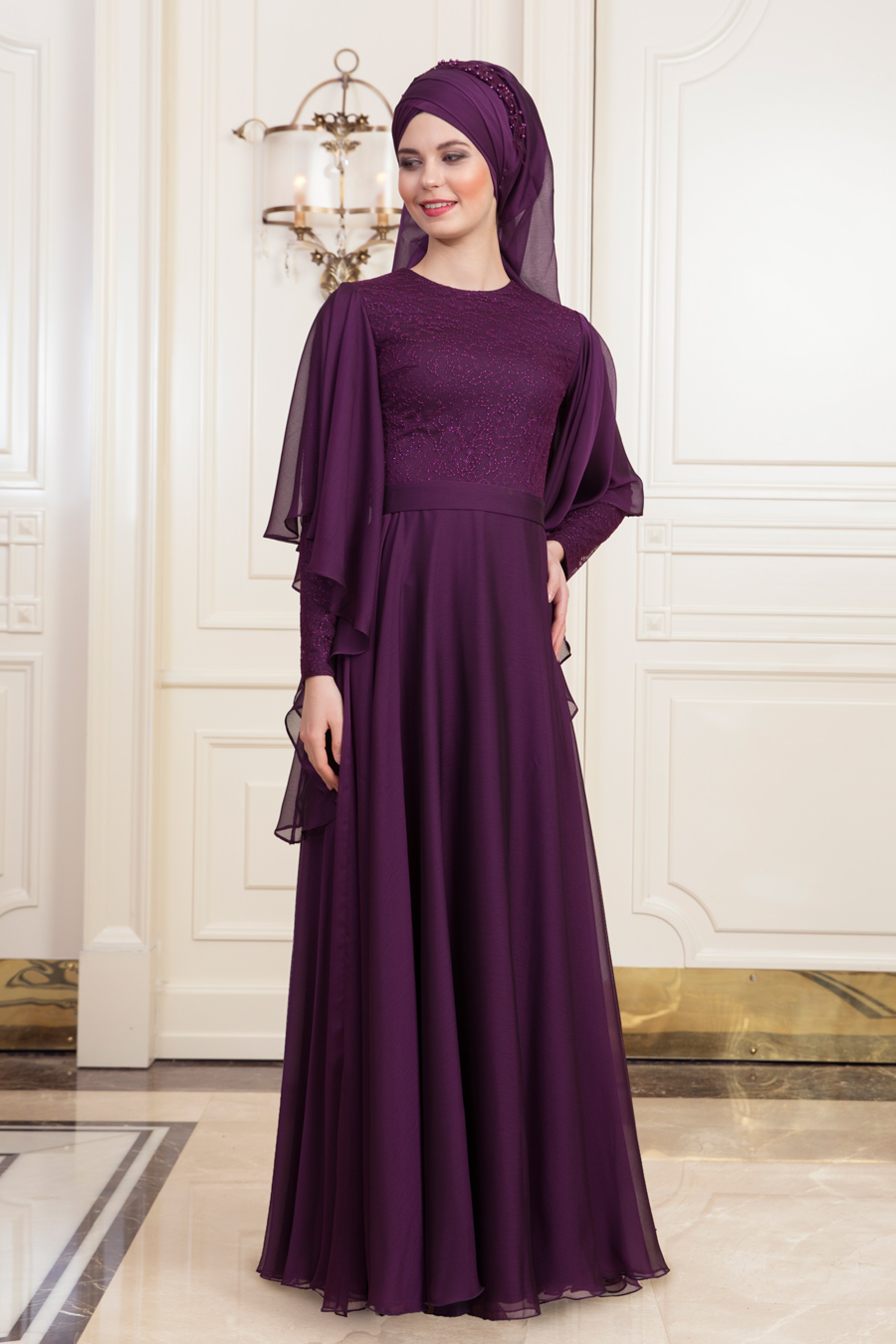 DILA PURPLE  EVENING DRESS