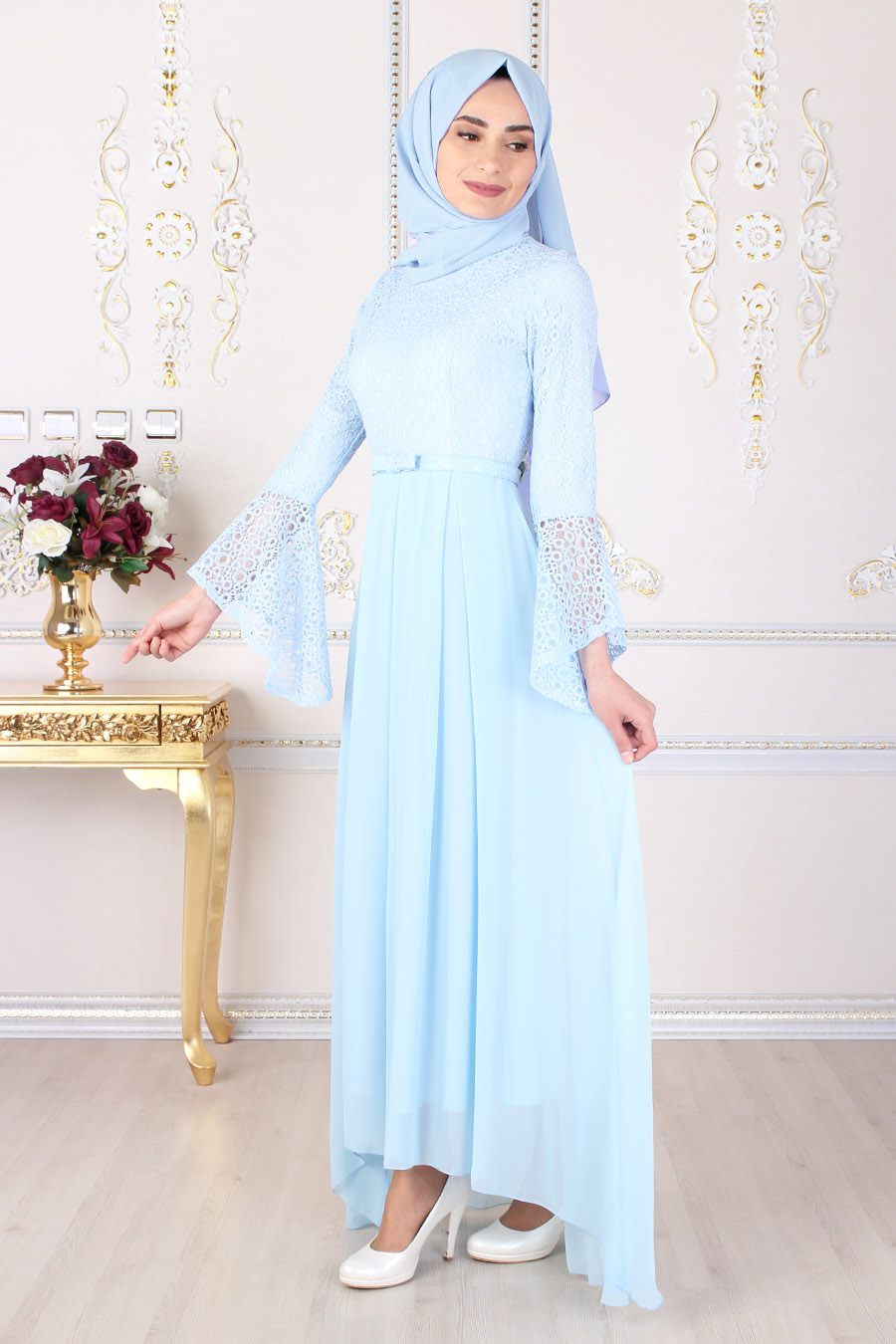 ICE BLUE EVENING DRESS
