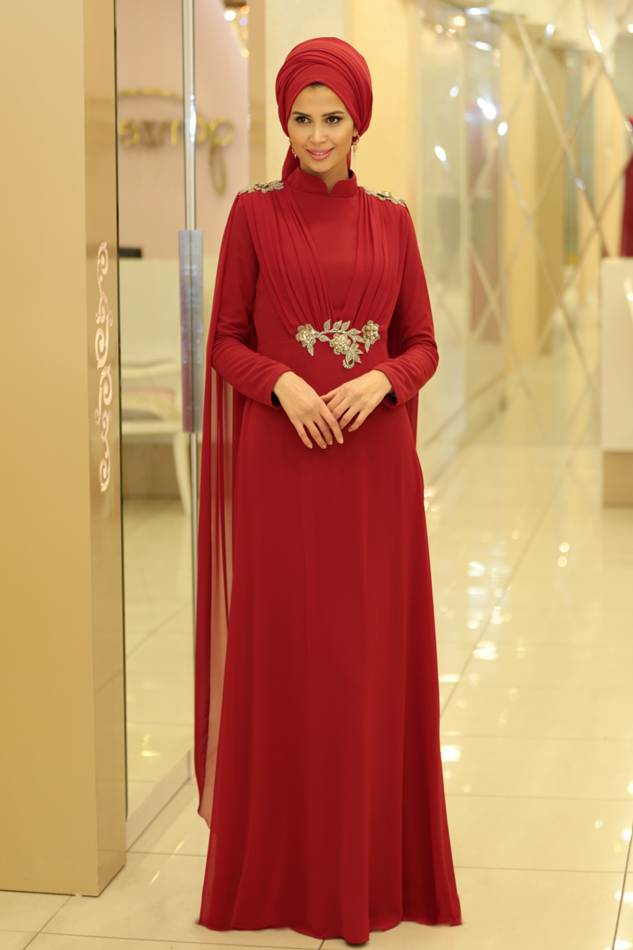 CLARET RED EVENING DRESS