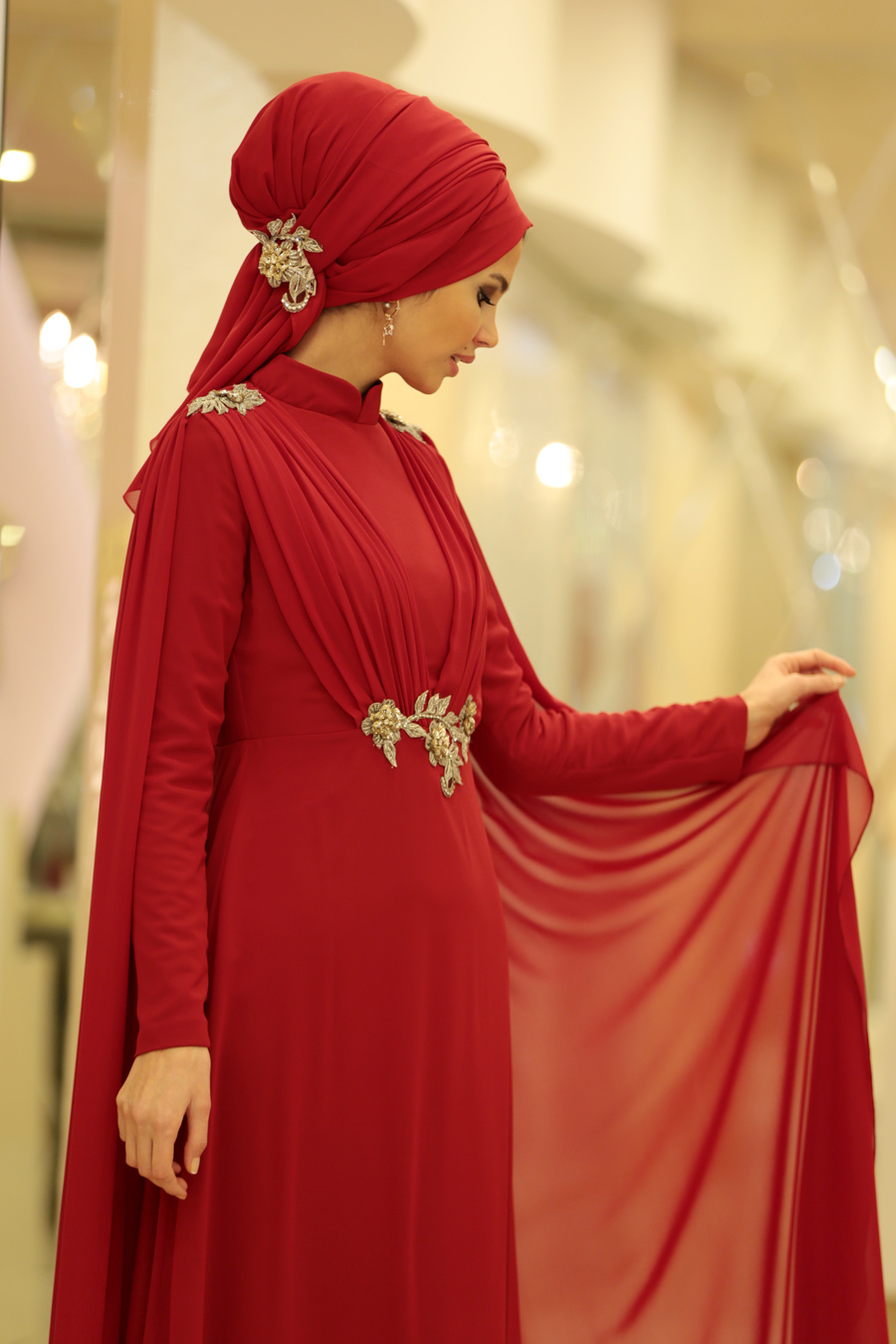 CLARET RED EVENING DRESS