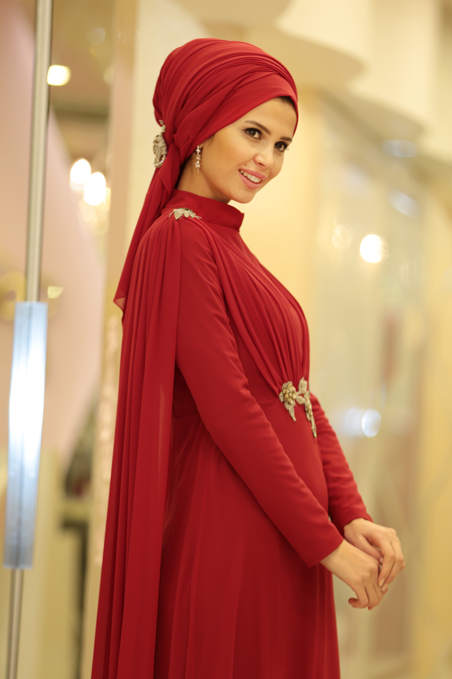 CLARET RED EVENING DRESS