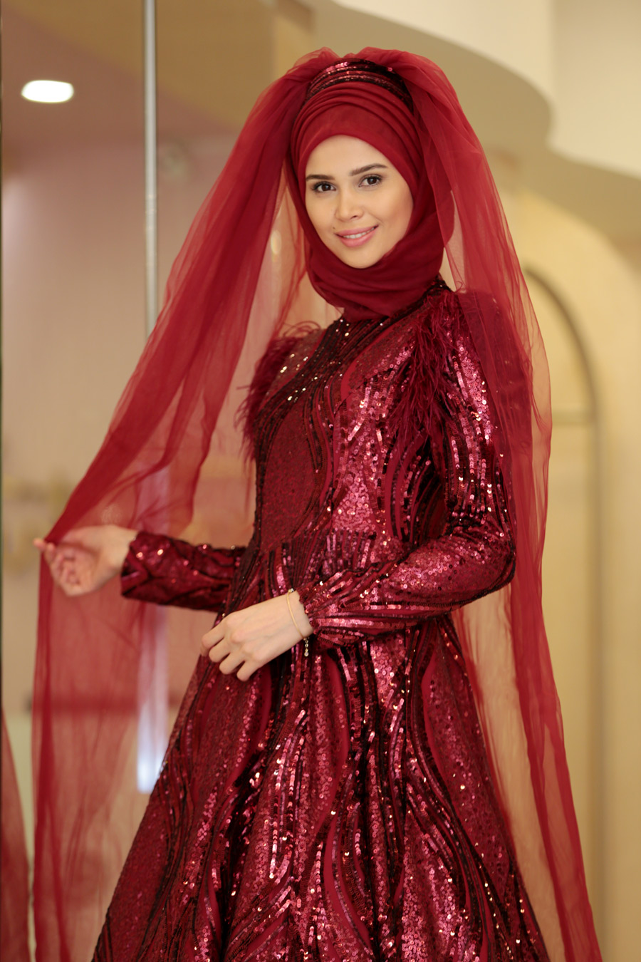 CLARET RED EVENING DRESS