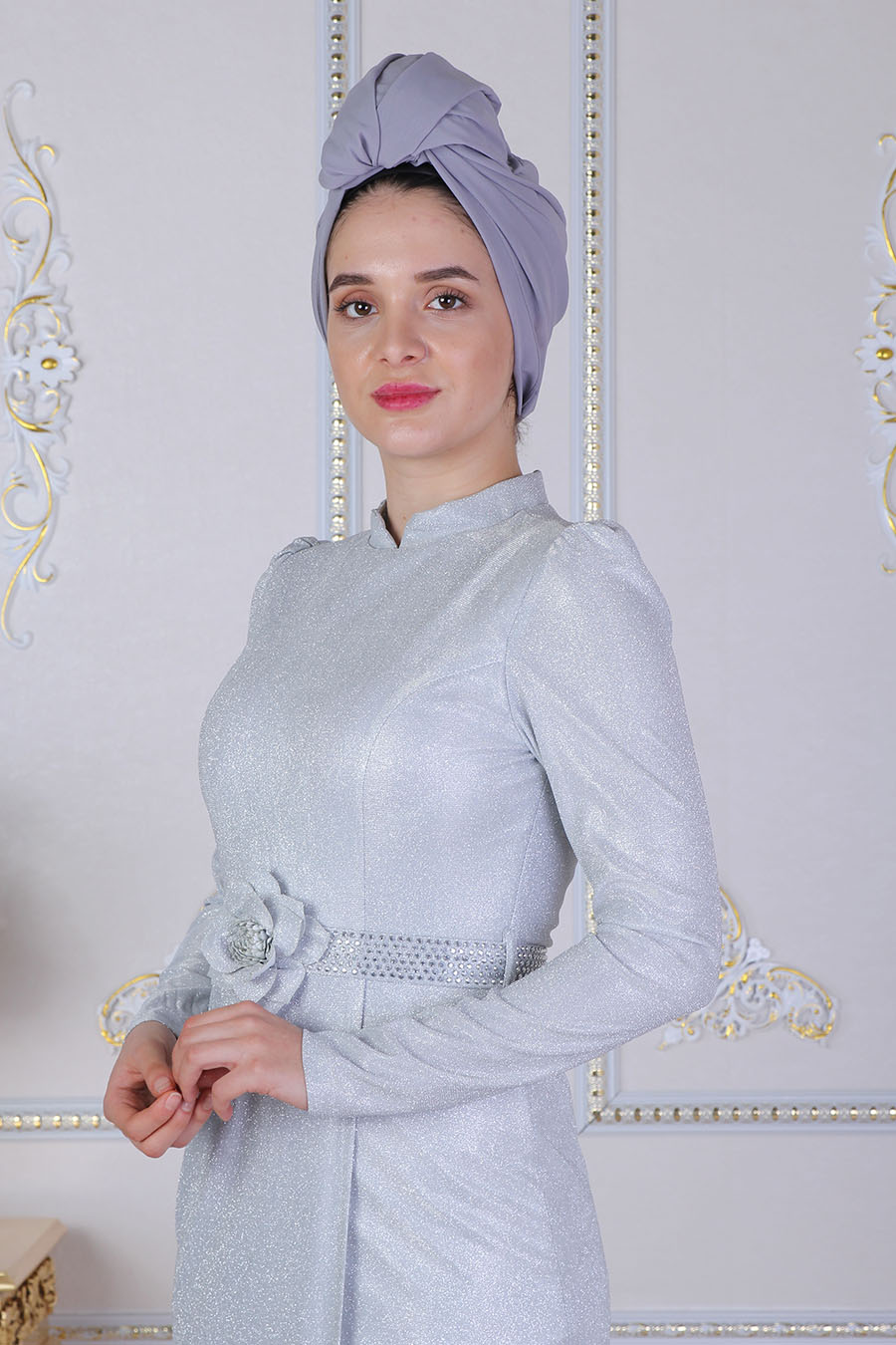 Silver Color Evening Dress