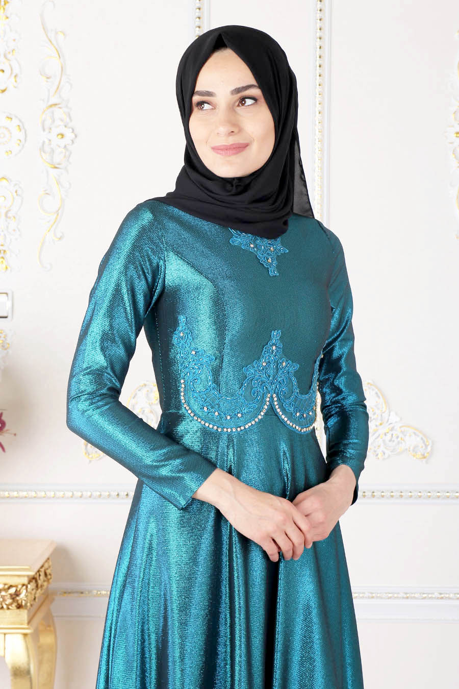 PETROLEUM BLUE EVENING DRESS