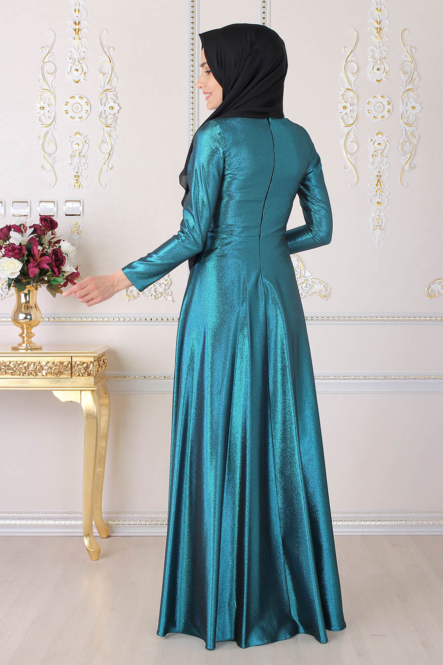 PETROLEUM BLUE EVENING DRESS