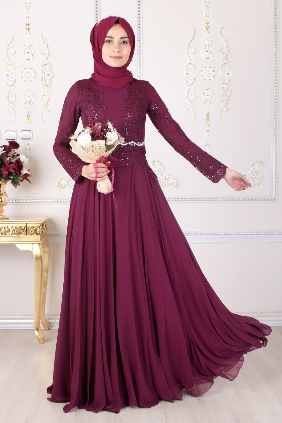 PLUM  EVENING DRESS