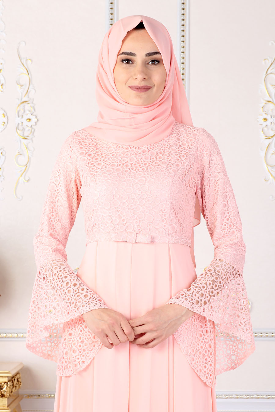 SALMON COLOR  EVENING DRESS