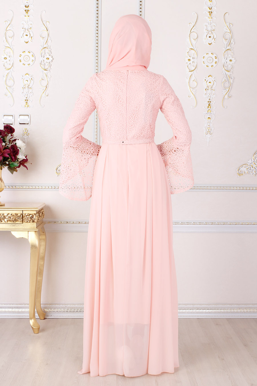 SALMON COLOR  EVENING DRESS