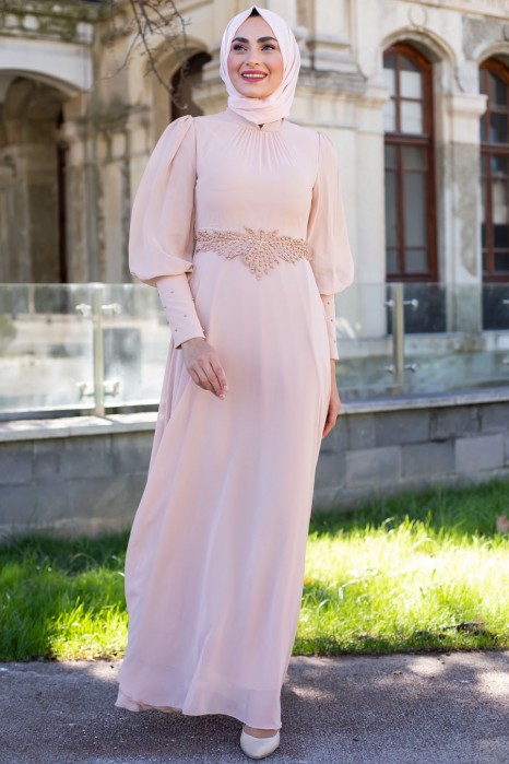 BEIGE EVENING DRESS 