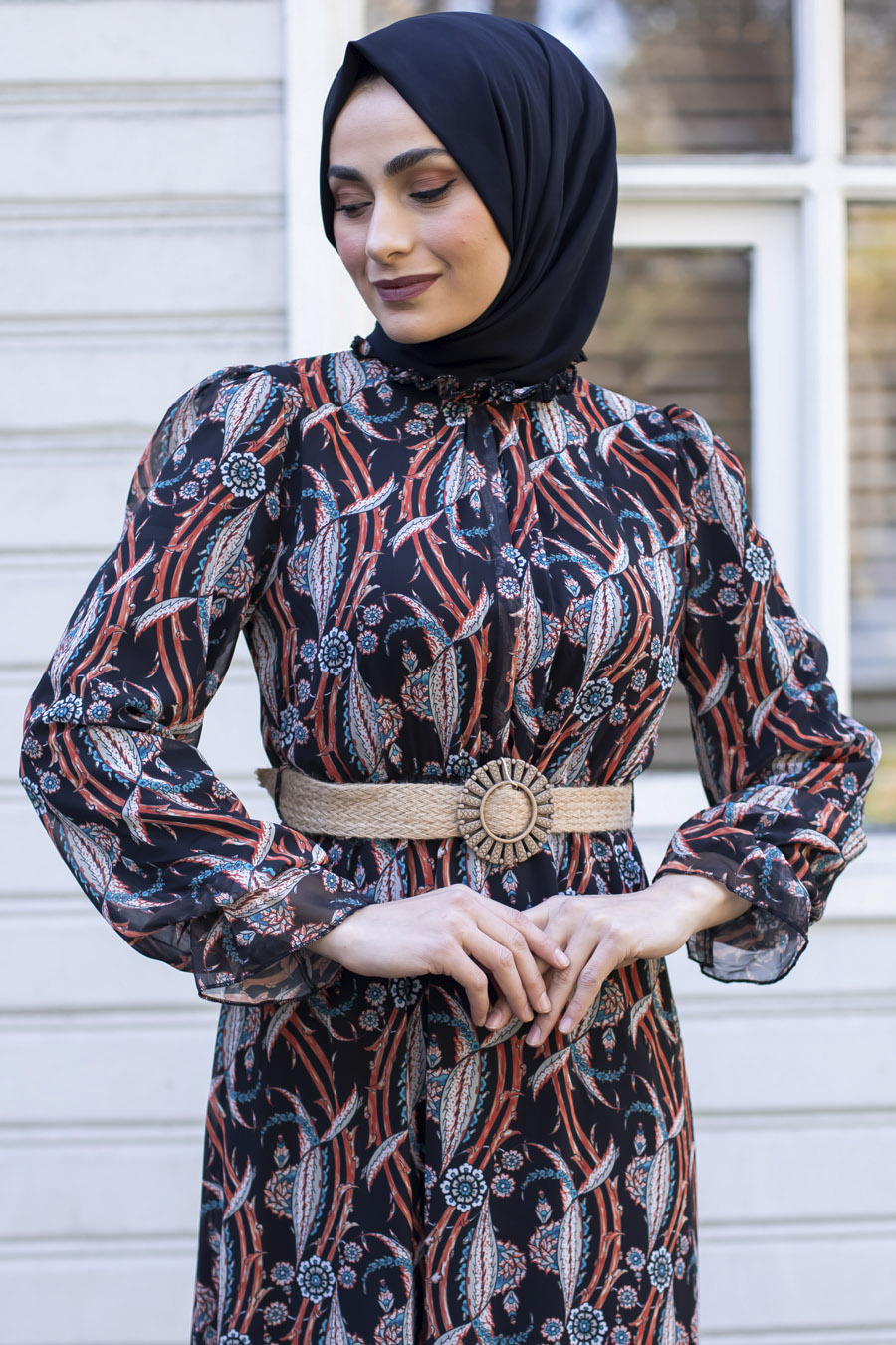 PATTERNED BLACK DRESS 