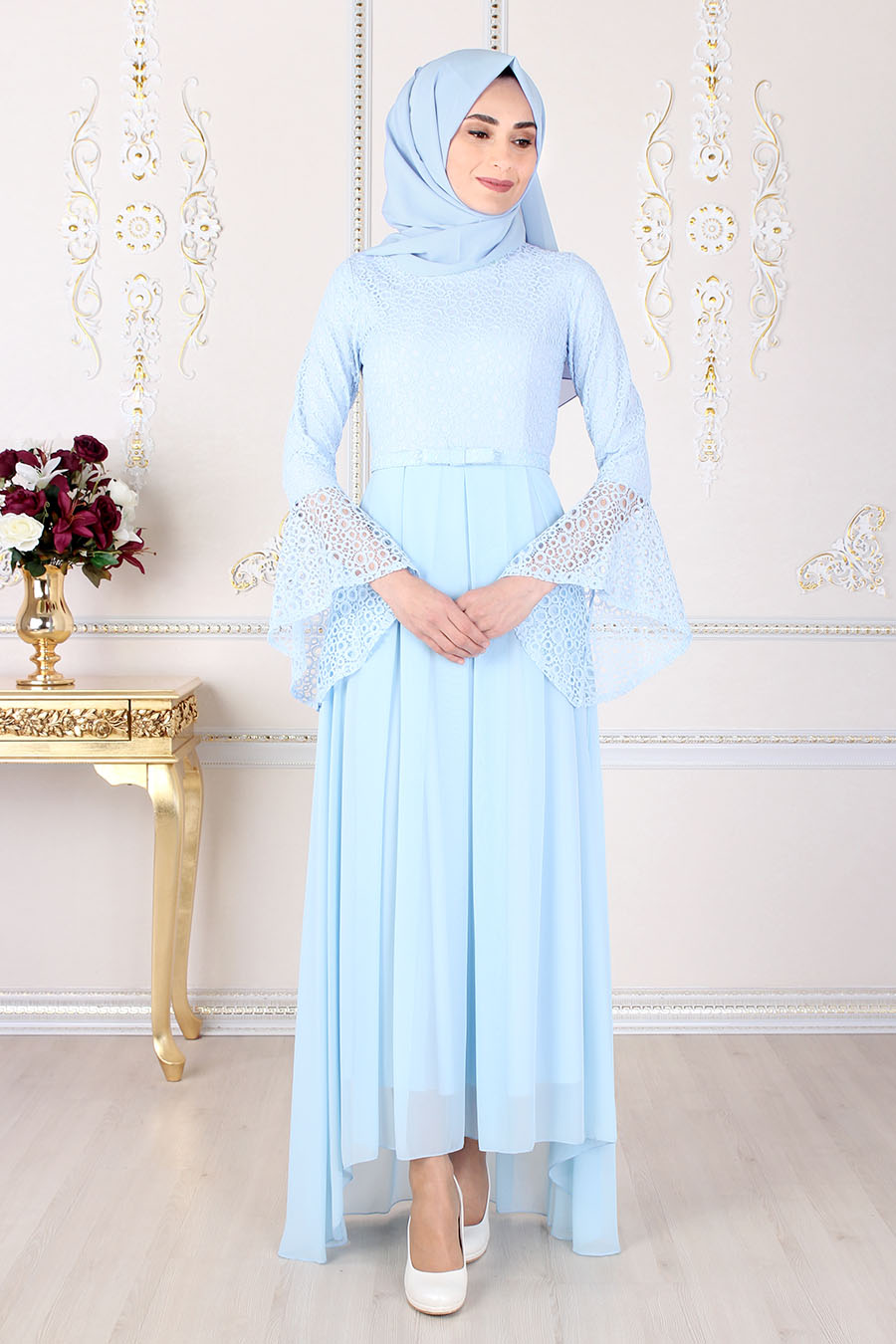 ICE BLUE EVENING DRESS