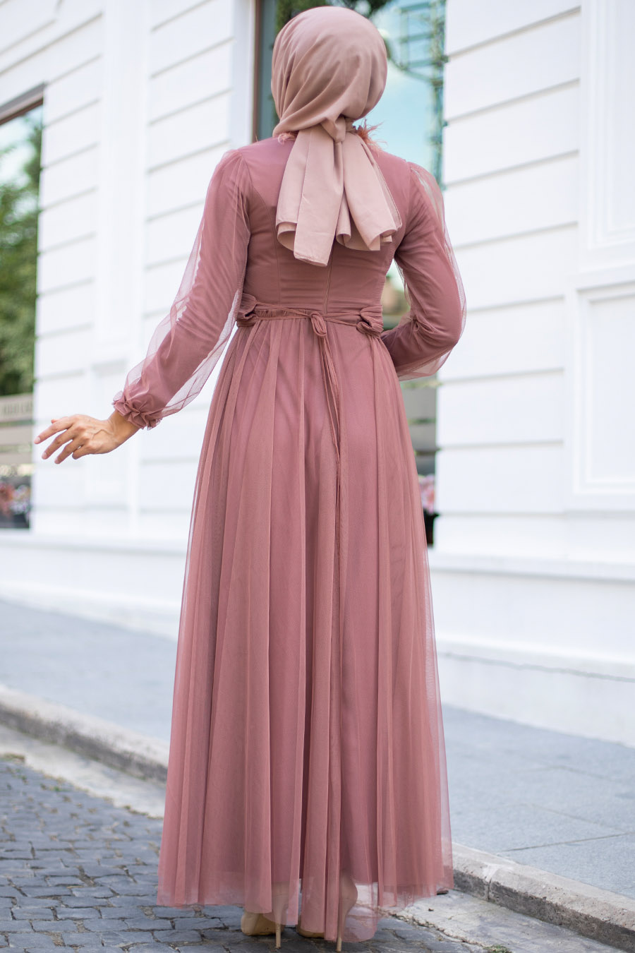 BRICK COLOR EVENING DRESS