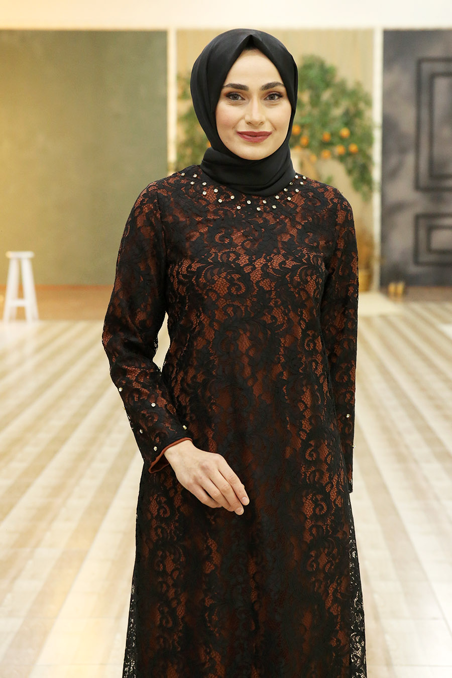 EVENING DRESS - BRICK COLOR