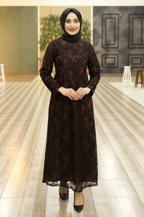 EVENING DRESS - BRICK COLOR