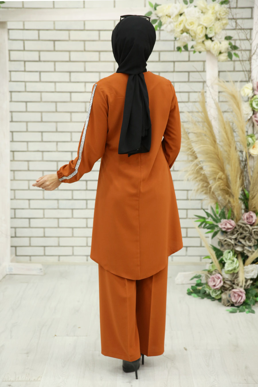 BRICK COLOR TUNIC AND PANT SUIT 