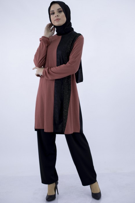 BRICK COLOR  TUNIC AND PANT SUIT