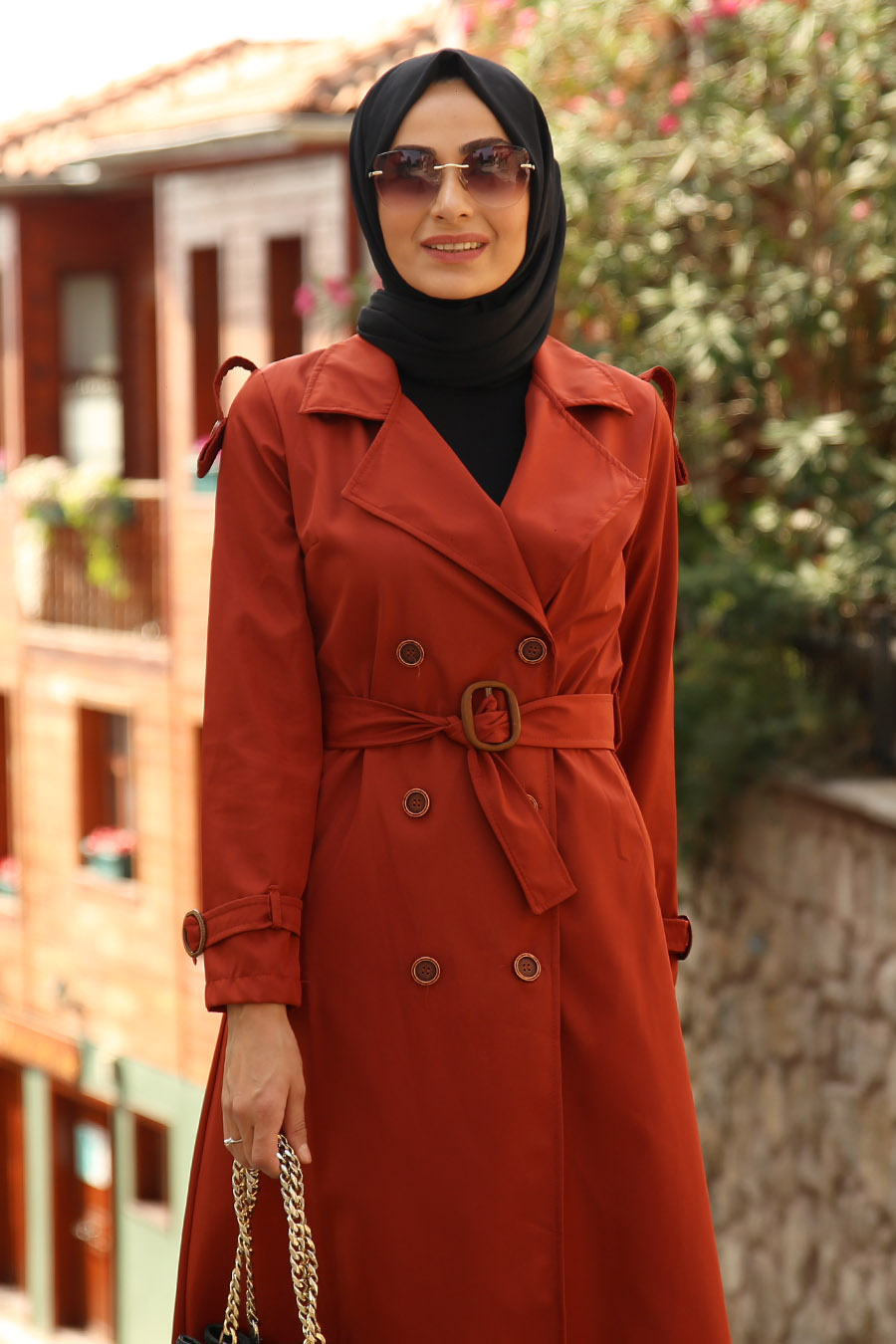 TRENCH COAT - BRICK COLOR 