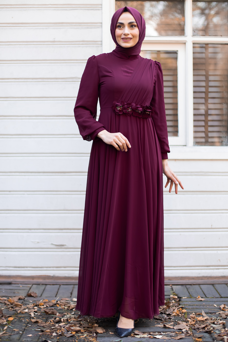CLARET RED EVENING DRESS 