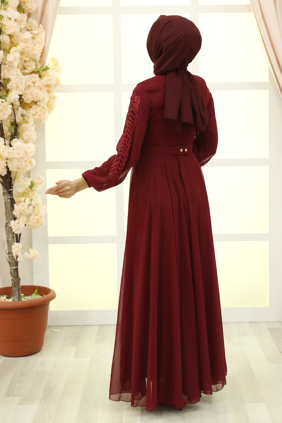 EVENING DRESS  - CLARET RED 