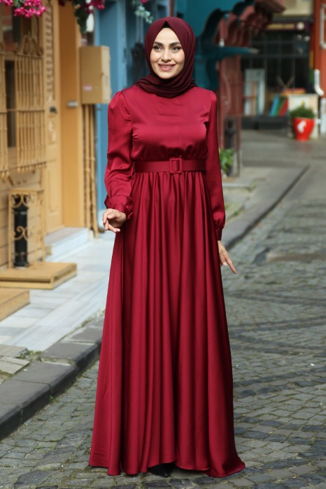 CLARET RED EVENING DRESS  