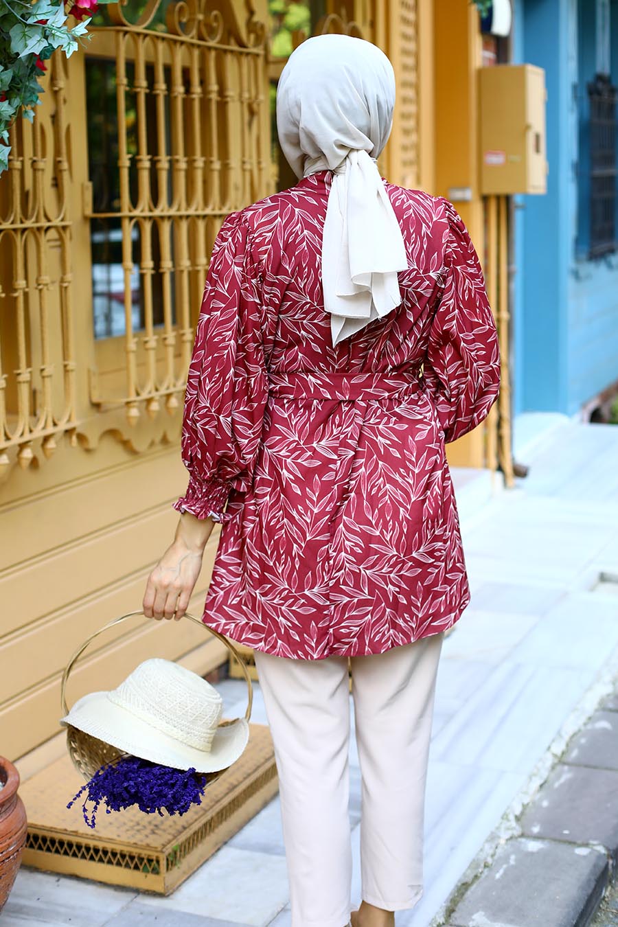 CLARET RED TUNIC AND PANT SUIT 