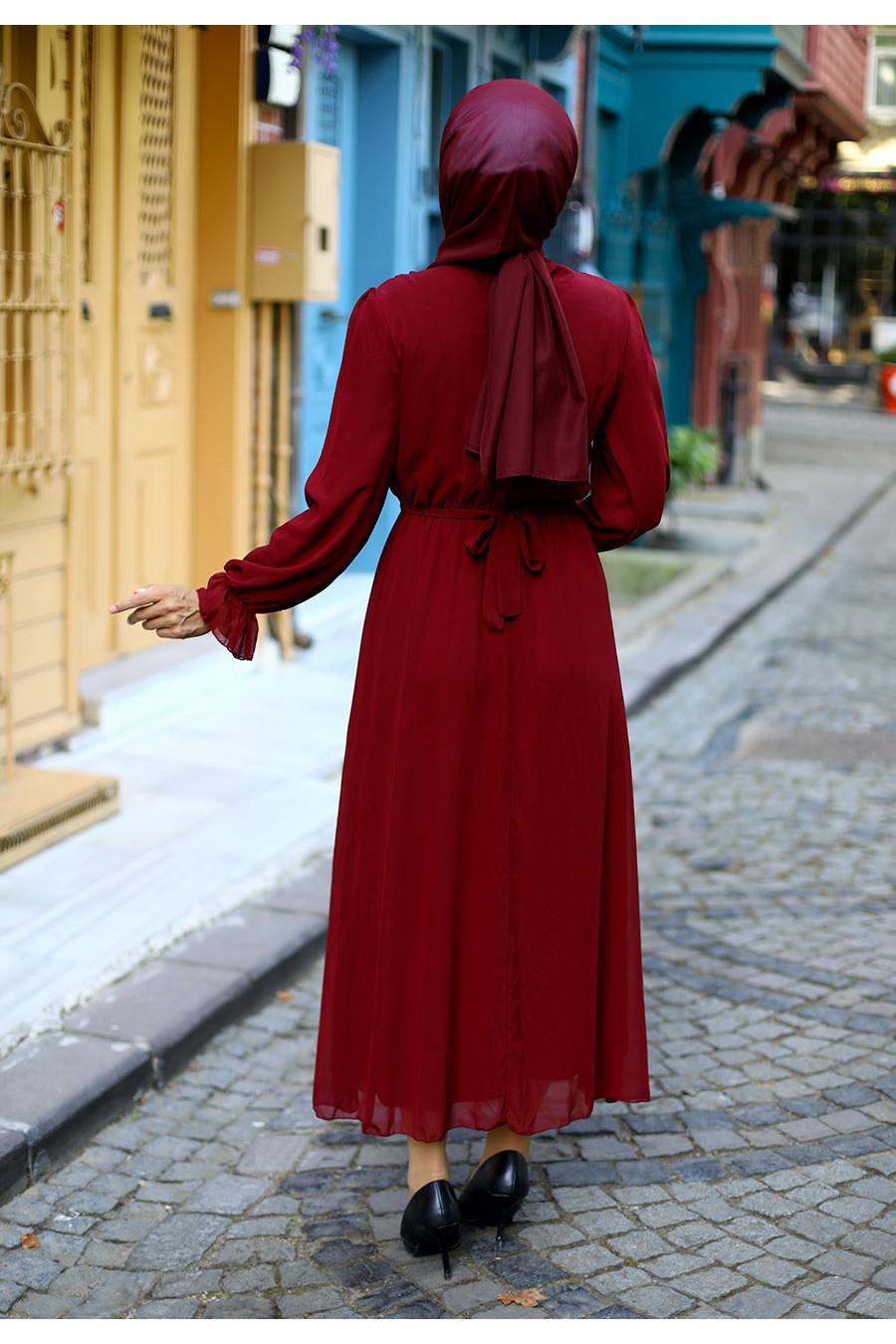 CLARET RED EVENING DRESS 