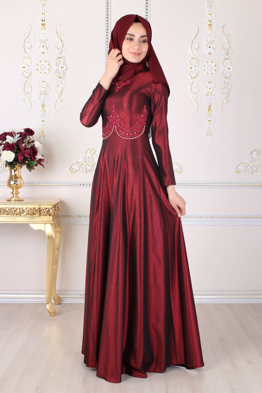 CLARET RED EVENING DRESS