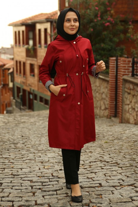 TRENCH COAT - CLARET RED 