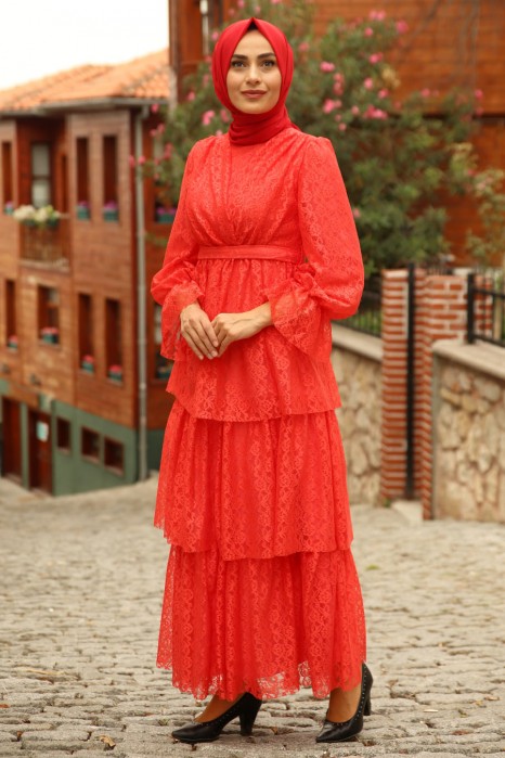 EVENING DRESS - CORAL COLOR