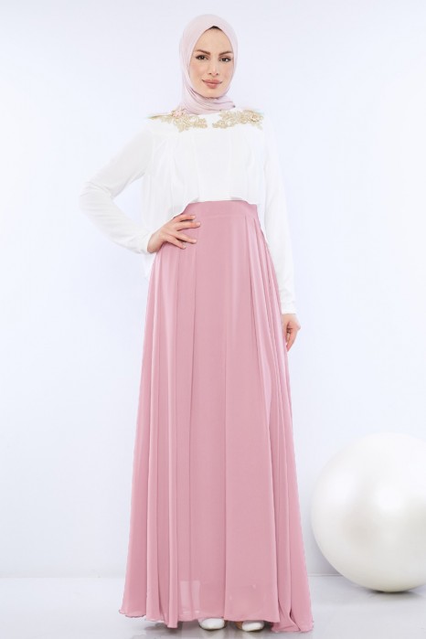 ECRU / PINK EVENING DRESS