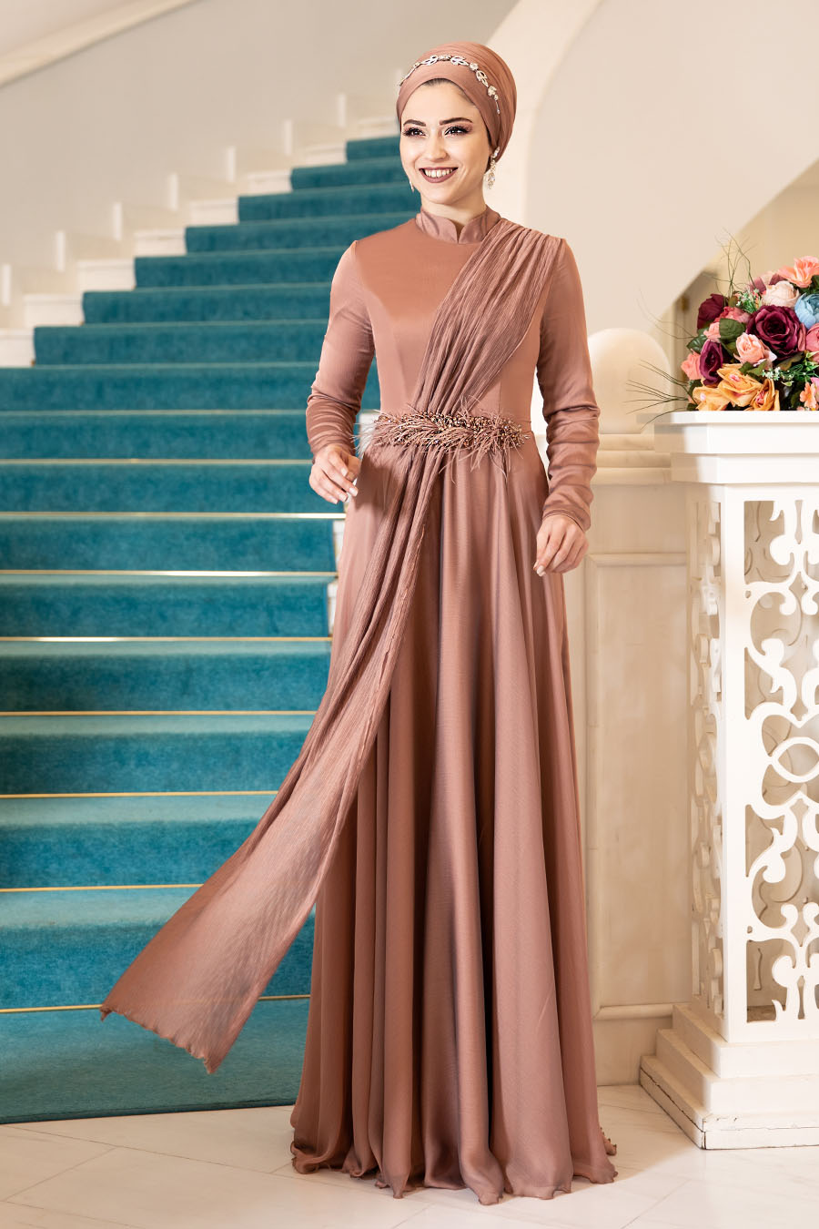 ENDAM COPPERTONE COLOR EVENING DRESS