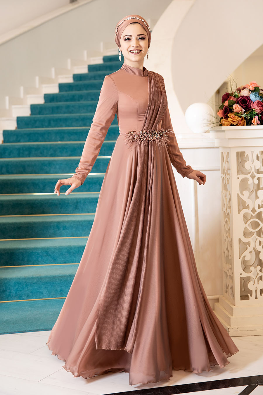 ENDAM COPPERTONE COLOR EVENING DRESS