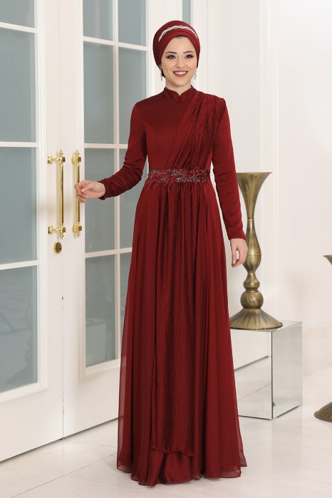 ENDAM CLARET RED EVENING DRESS