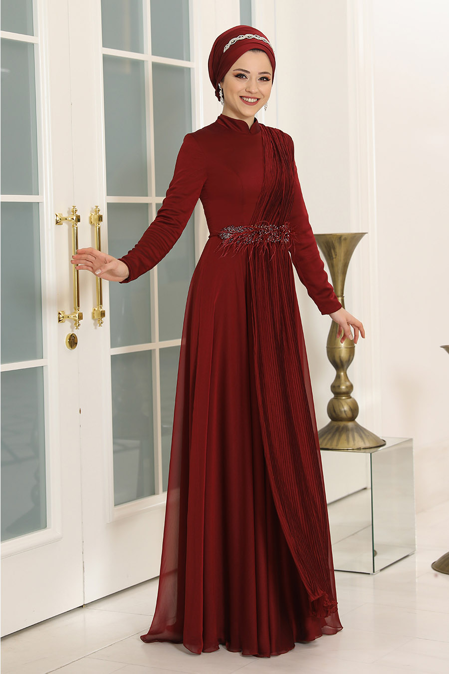 ENDAM CLARET RED EVENING DRESS