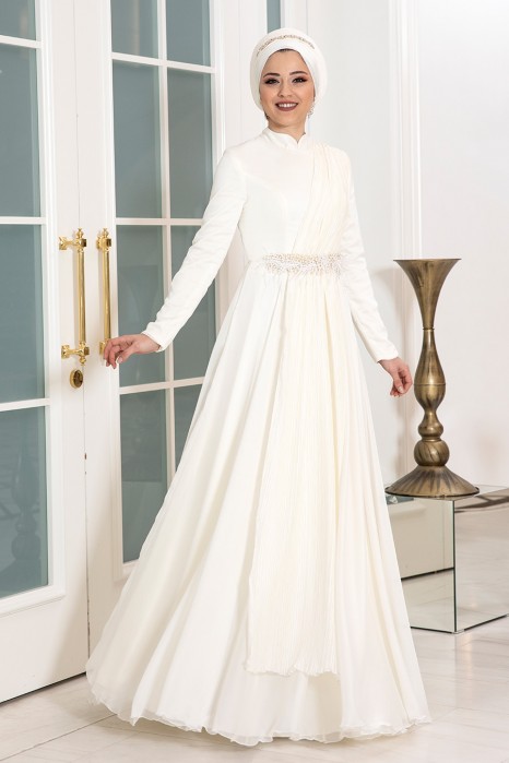 ENDAM ECRU COLOR EVENING DRESS