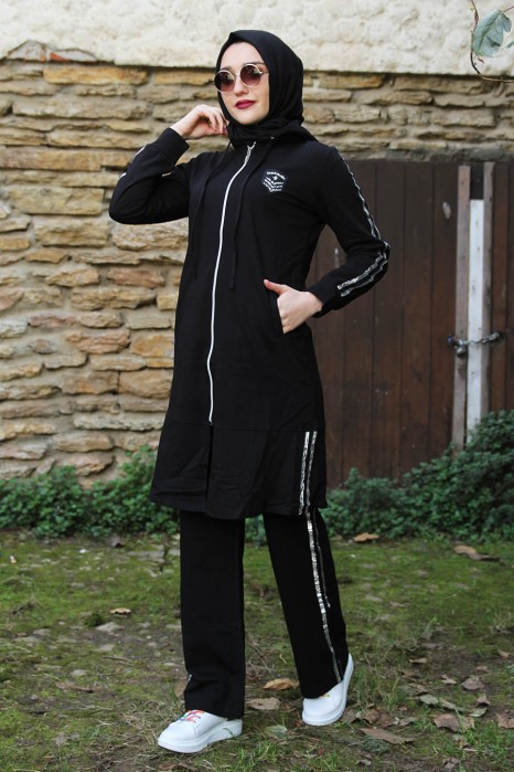 BLACK  TUNIC AND PANT SUIT