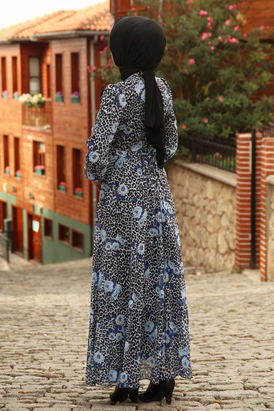 FLOWER PATTERNED DRESS - BABY BLUE 