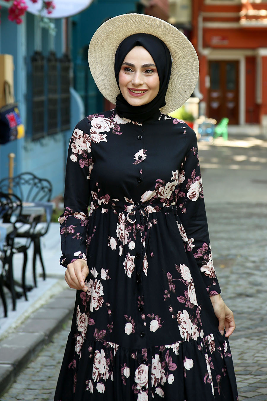 FLOWER PATTERNED POWDER PINK DRESS