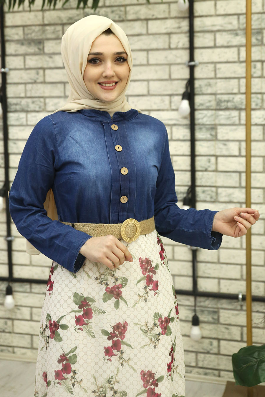 FLOWER PATTERNED ROSE COLOR DRESS 